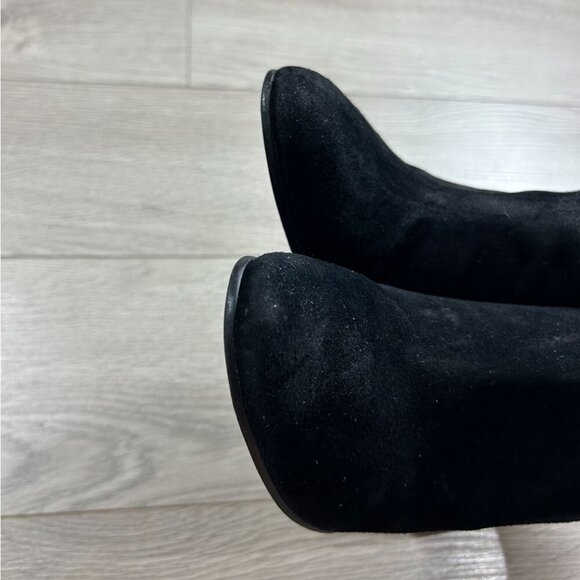 VC John Camuto Black True Suede Booties with Gold Trim - Picture 8 of 10